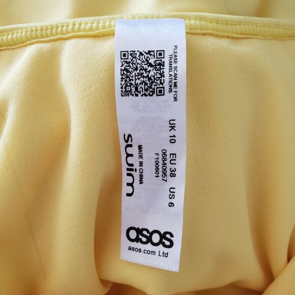 ASOS Swim Double Fri Size 6 Yellow One piece swimsuit with ruffles off shoulder - Picture 11 of 14